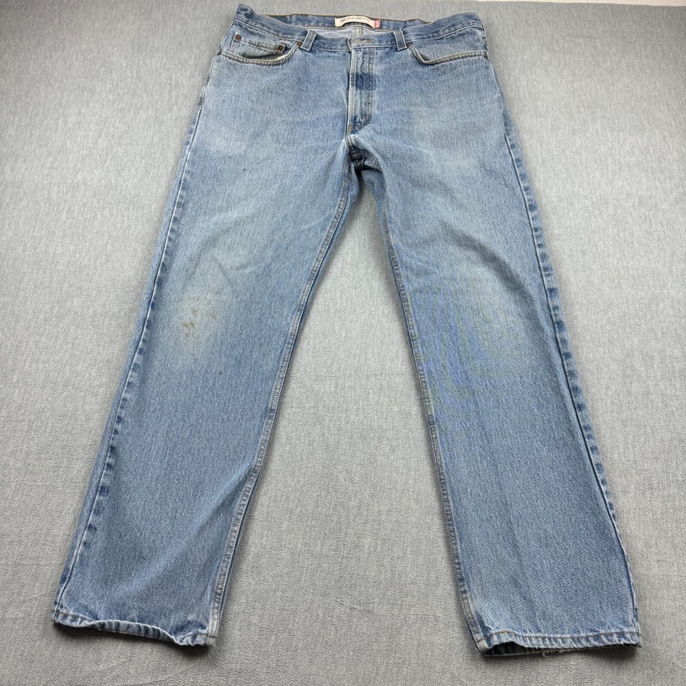Levis 505 Jeans Mens 38X32 Blue Denim Regular Fit Straight Leg Western Cowboy